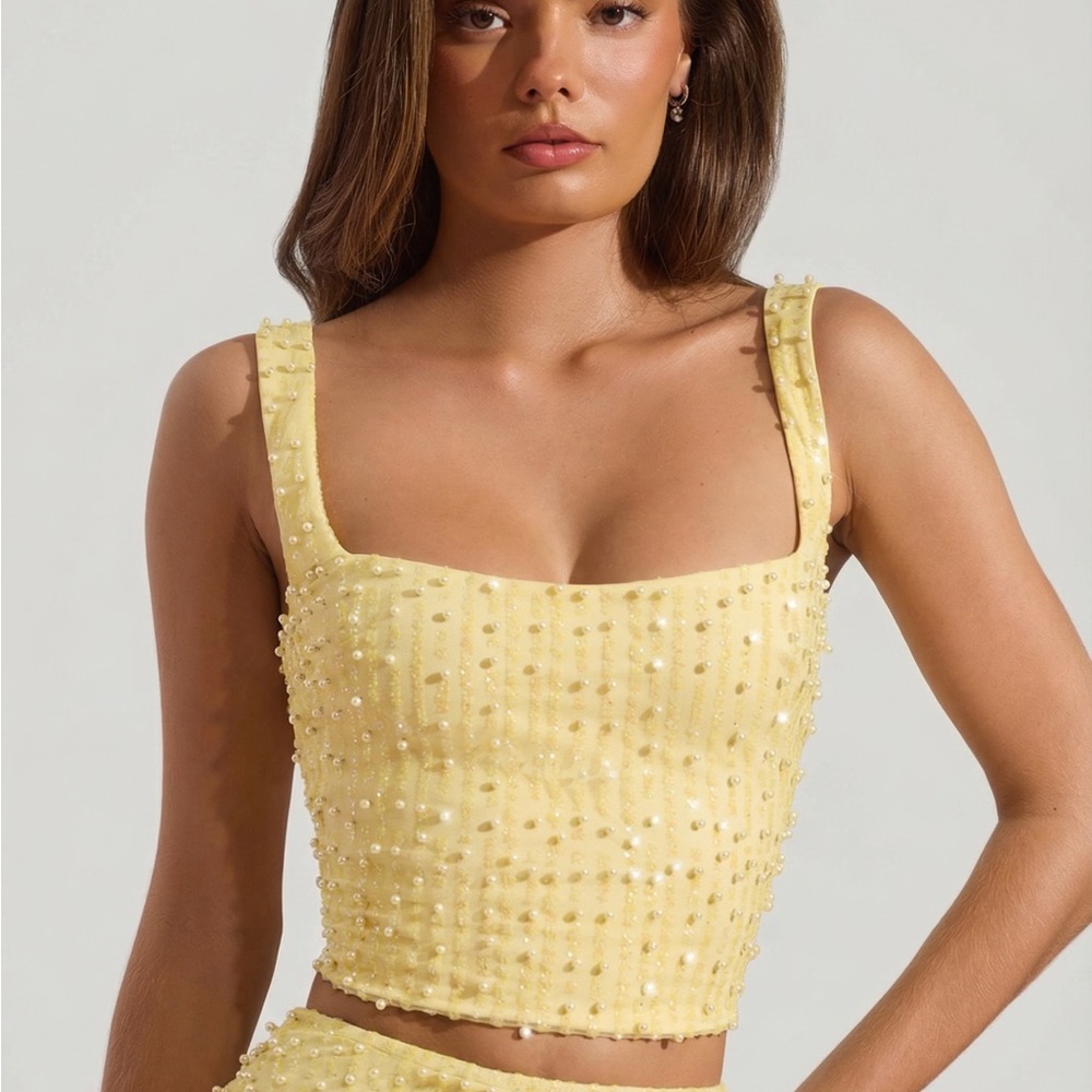 Oh Polly Yellow Sequin Two Piece Set